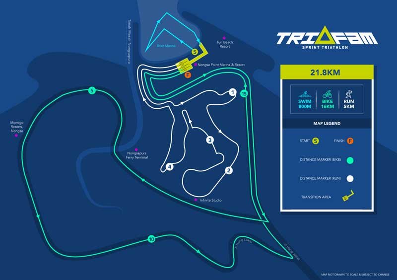 Route of Trifam Sprint Triathlon 2016 in Turi Beach Resort
